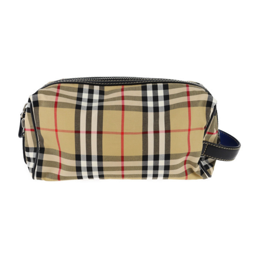Burberry Clutch Bag Canvas Leather Beige